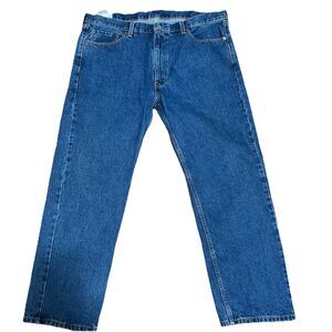 Levis 505 Jeans Size 42 X 30 Blue Medium Wash Workwear Casual Straight Leg Denim